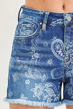 Risen High Rise Paisley Printed Shorts