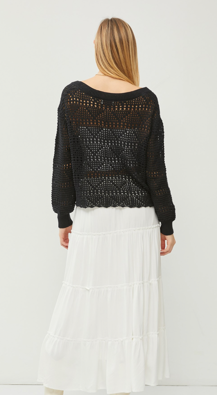 Be Cool Crochet V Neck Slouchy Crop Cover Up