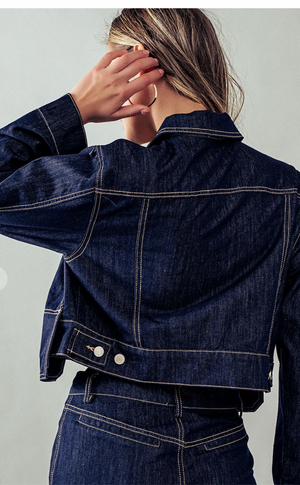 Urban Daizy Contrast Stitch Crop Denim Jacket