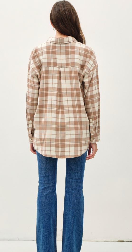 Be Cool Oversized Flannel Shacket with Front Pocket