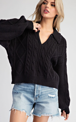 ee:some Textured Cropped Sweater Top