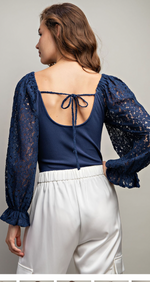 ee:some Floral Lace Open Back Bodysuit