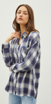 Be Cool Navy Blue Plaid Flannel Shirt