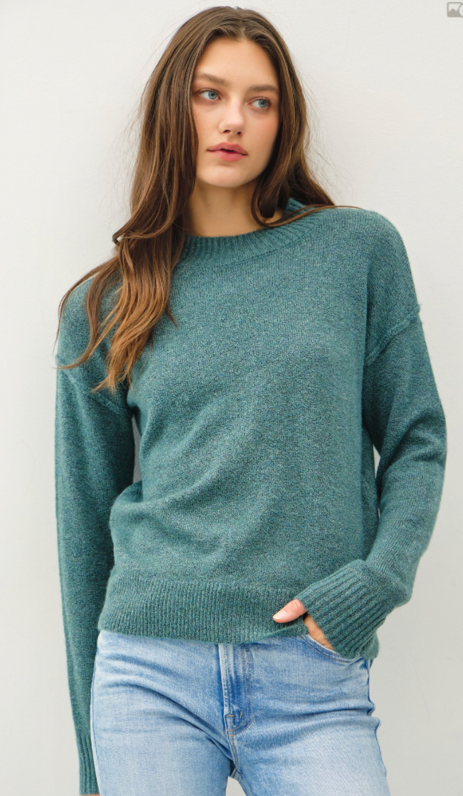 Be Cool High Neck Oversized Sweater with Back Yoke