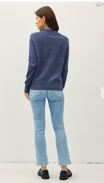 Be Cool Classic Mock Neck Sweater with Shoulder Panel