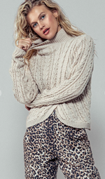 Trend Notes Layover Cable Knit Turtle Neck Sweater