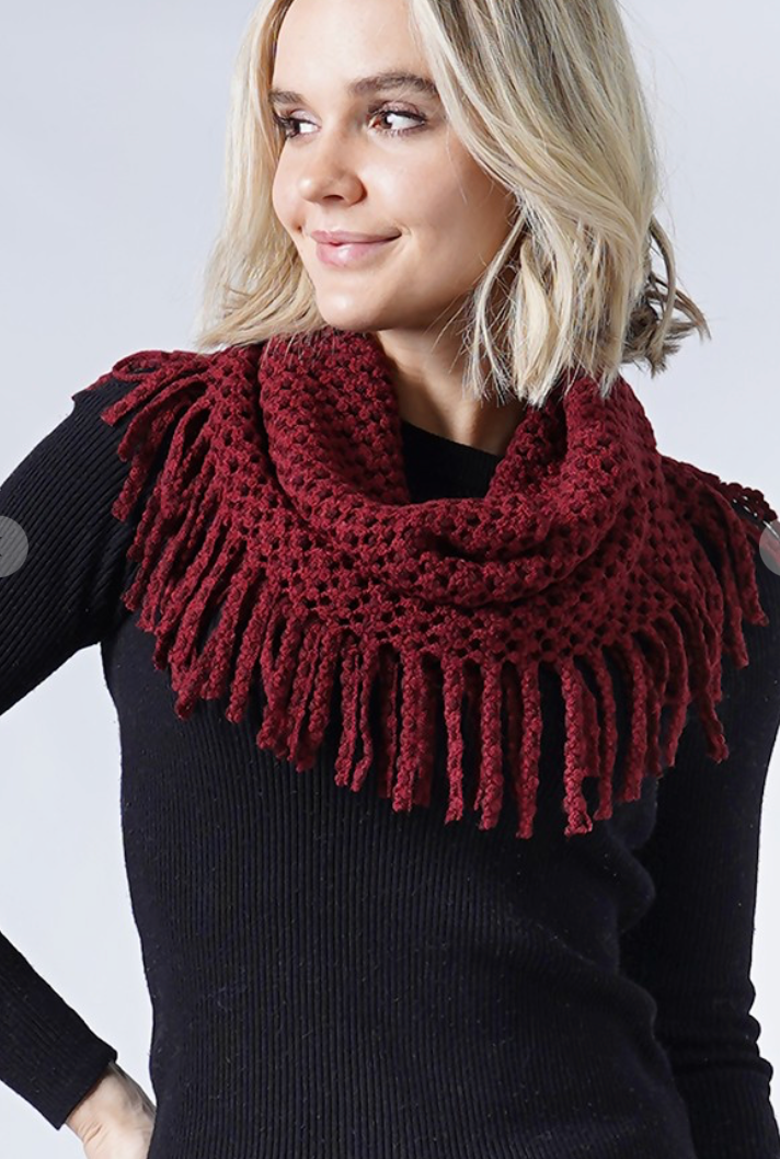 Hana Two Tone Tube Scarf with Fringe