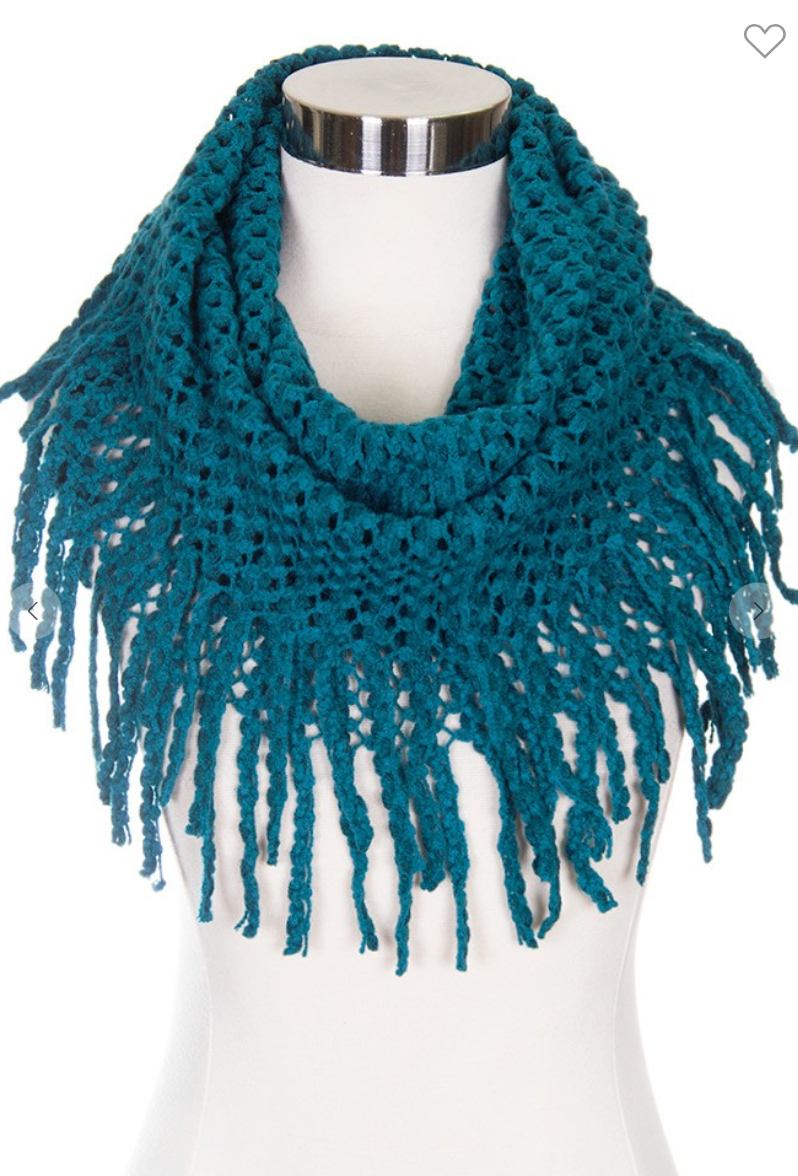 Hana Two Tone Tube Scarf with Fringe