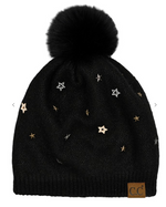 C.C Star Stud Pom Beanie