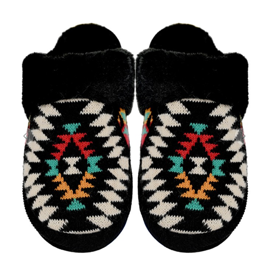 C.C Aztec Pattern Cuff Winter Slippers