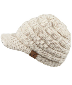 C.C Ribbed Knit Hat with Brim