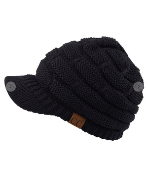 C.C Ribbed Knit Hat with Brim