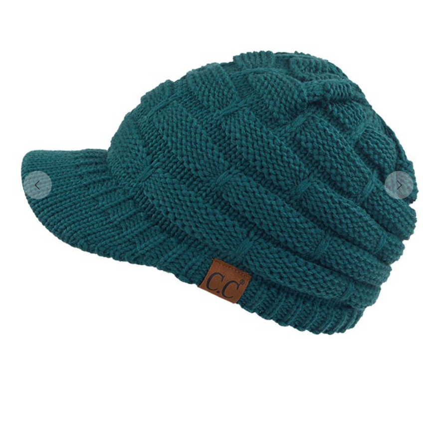 C.C Ribbed Knit Hat with Brim