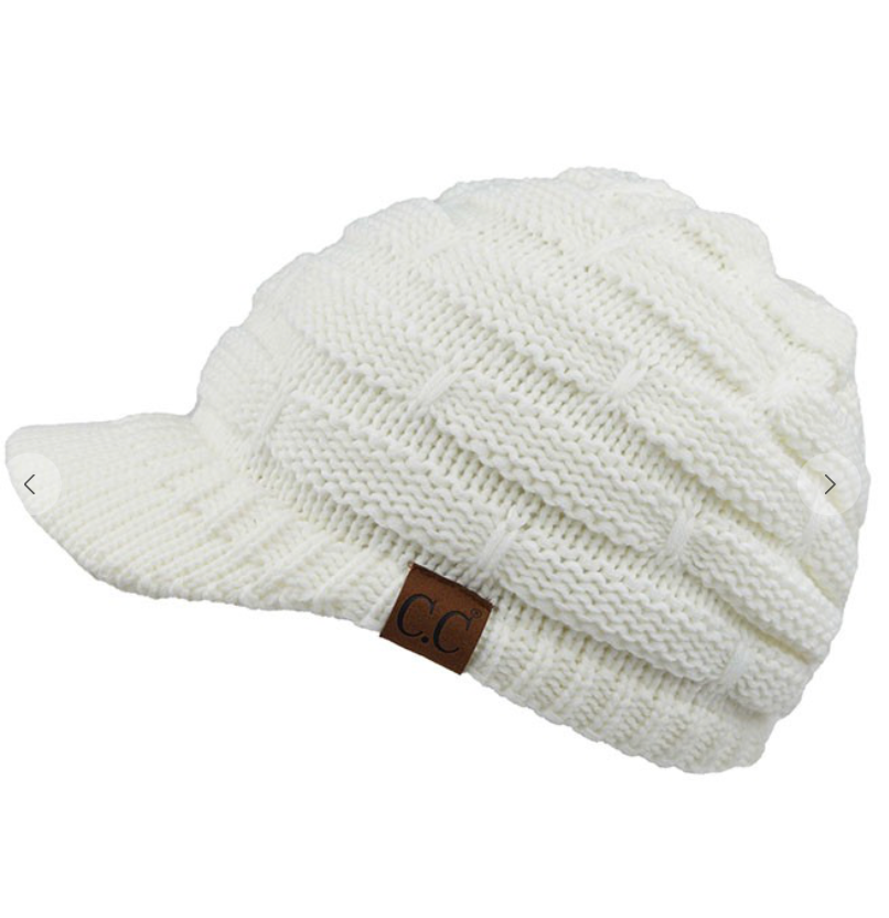 C.C Ribbed Knit Hat with Brim