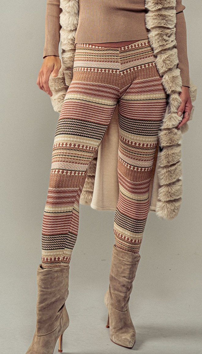 Trend Notes Striped Sweater Knit Leggings