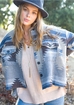 La Miel Aztec Pattern Button Down Jacket