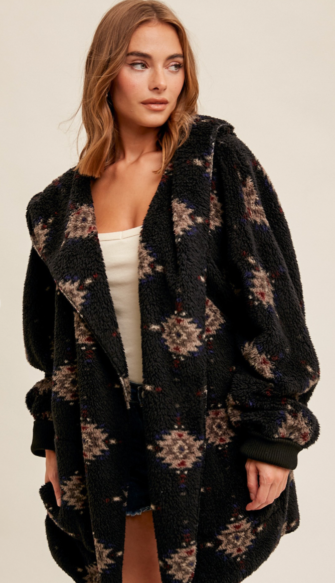 Hem & Thread Ethnic Printed Hoodie Jacket