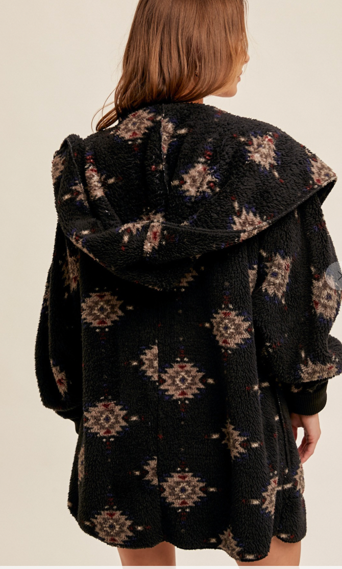 Hem & Thread Ethnic Printed Hoodie Jacket