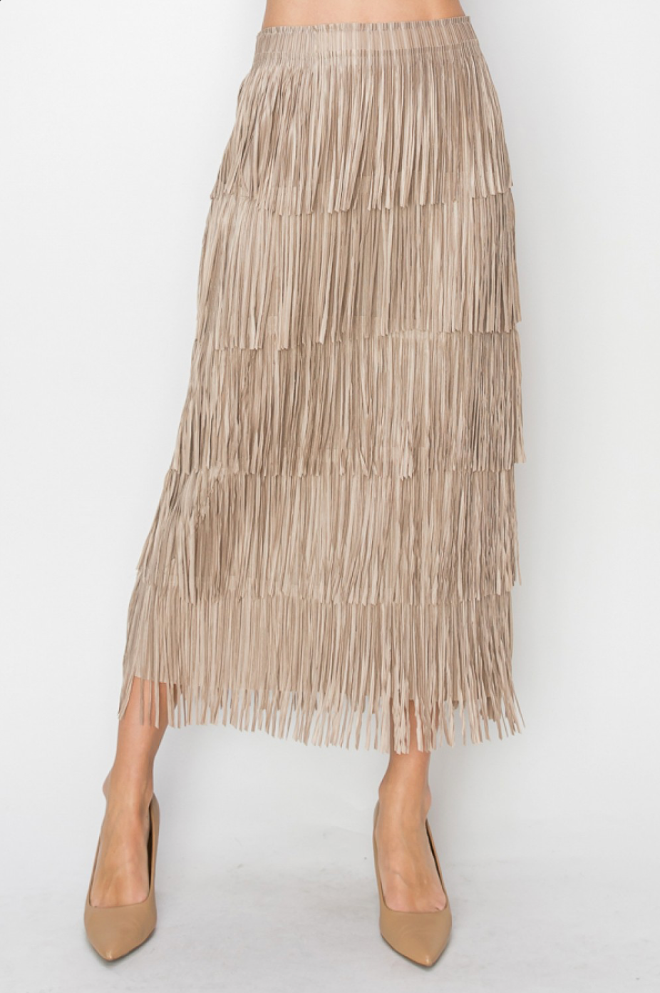 Origami Fringed Tiered Skirt