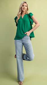 Gigio Flutter Sleeve V-Neck Blouse