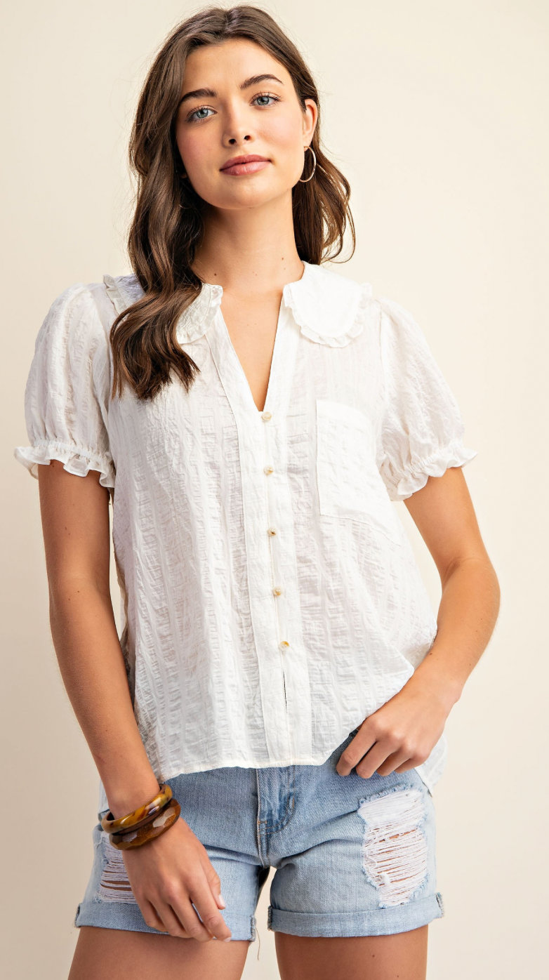 Gigio Peter Pan Collar Button Down Shirt