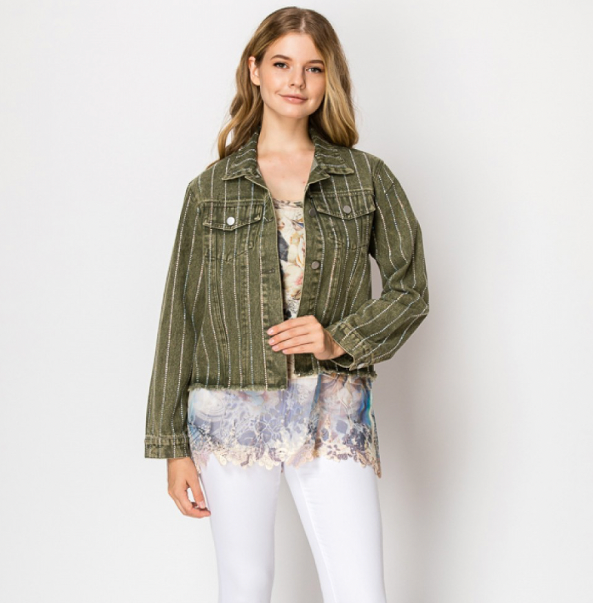 Origami Denim Jacket with Sparkly Detail