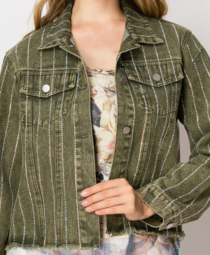 Origami Denim Jacket with Sparkly Detail