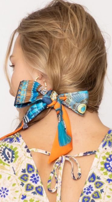 Tassel Pattern Print Light Weight Twilly Scarf