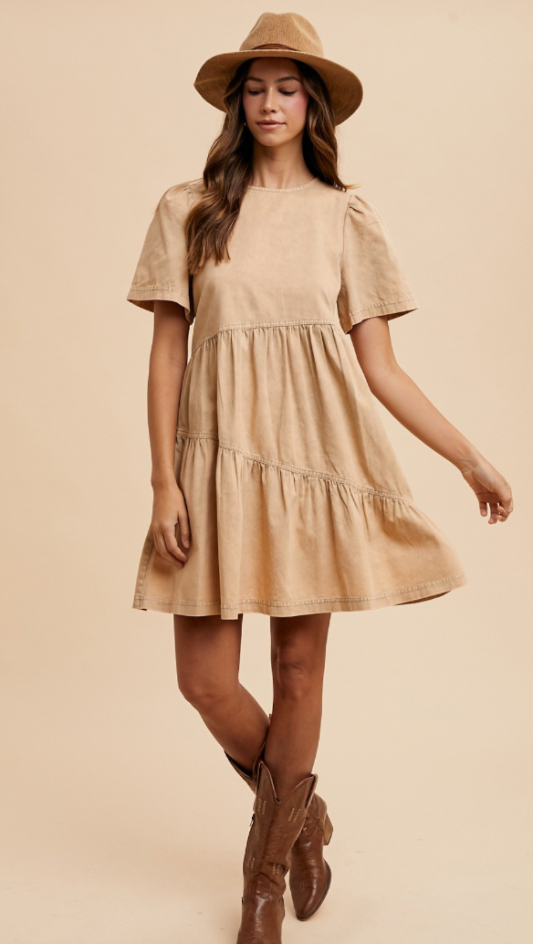 Annie Wear Flutter Sleeve Mini Dress