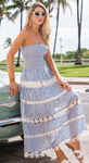 Strut & Bolt Striped Floral Lace Tube Dress
