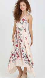 Angie V Neck Hanky Hem Midi Dress