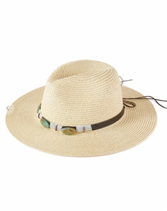 Turquoise Beads Band Straw Hat