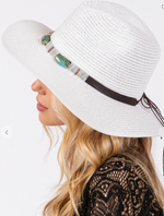 Turquoise Beads Band Straw Hat