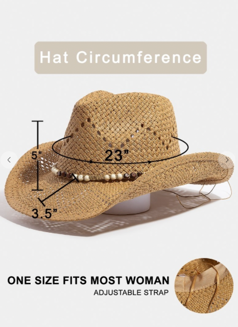 Mixed Beaded Strap Western Fedora Straw Hat