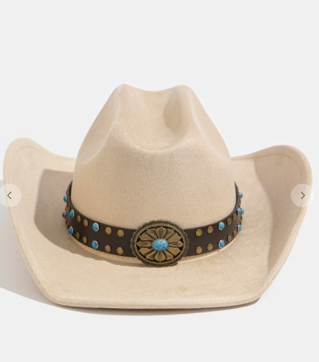 Western Turquoise Concho Strap Cowboy Hat