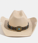 Western Turquoise Concho Strap Cowboy Hat