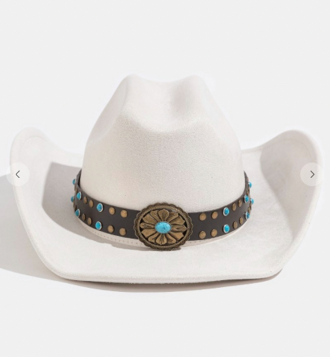 Western Turquoise Concho Strap Cowboy Hat