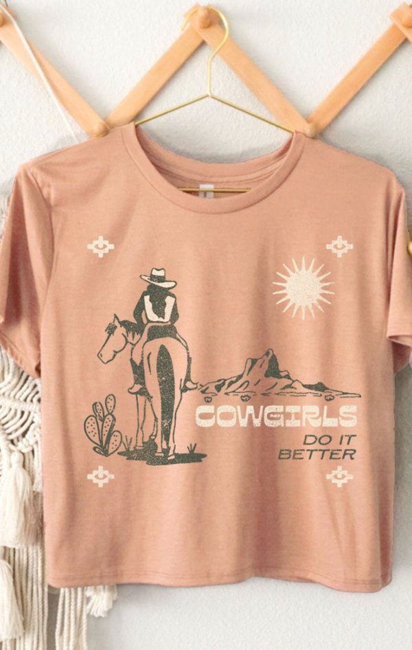 HRT & LUV Cowgirls Do It Better Graphic Crop Top