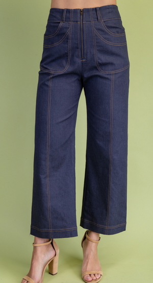 GiGiO Ankle Cropped Exposed ZipperPants