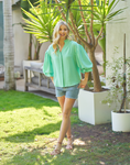 GiGiO 3/4 Length Gathered Balloon Sleeve Blouse