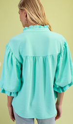 GiGiO 3/4 Length Gathered Balloon Sleeve Blouse