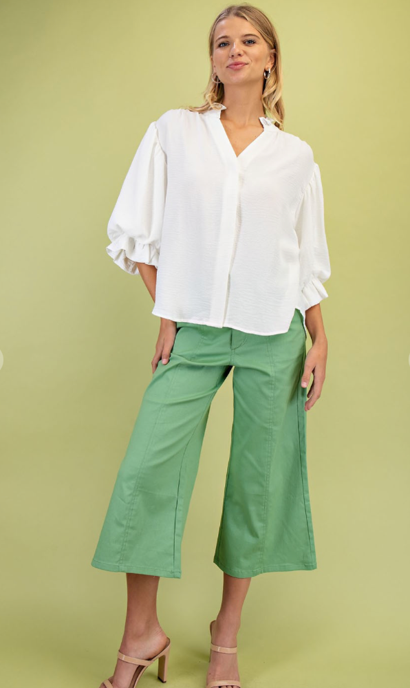 GiGiO 3/4 Length Gathered Balloon Sleeve Blouse