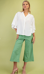 GiGiO 3/4 Length Gathered Balloon Sleeve Blouse