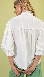 GiGiO 3/4 Length Gathered Balloon Sleeve Blouse