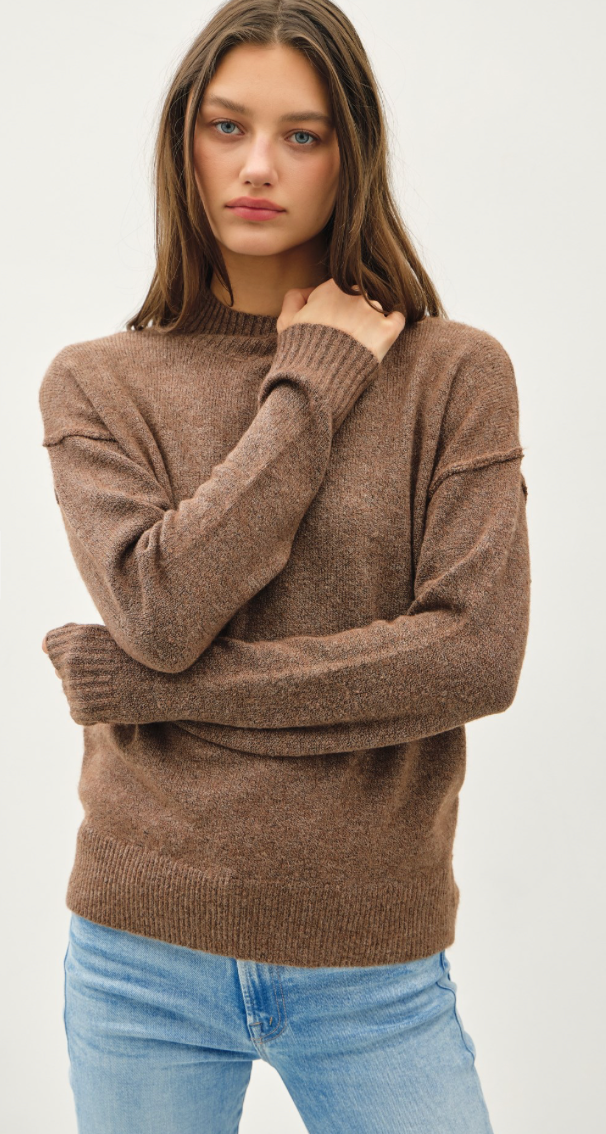 Be Cool High Neck Oversized Sweater with Back Yoke