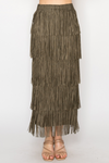 Origami Fringed Tiered Skirt