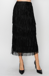 Origami Fringed Tiered Skirt