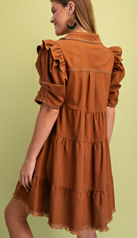 GiGiO Linen Button Up Shirt Dress