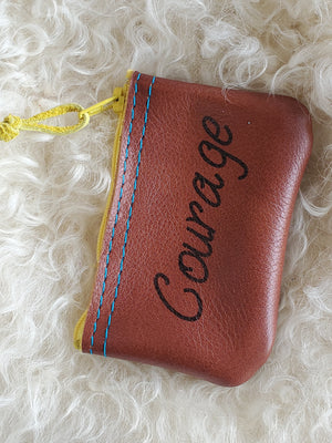 Small Leather Zipper Coin Pouches