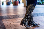 Old Gringo Tall Belinda Leather Boots in Black/Beige - tempting-teal-boutique